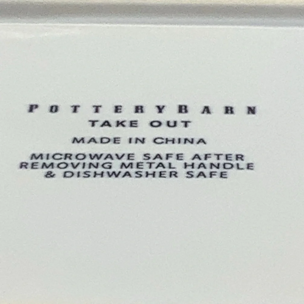 Pottery Barn Ceramic Chinese Take Out Box with Metal Handle